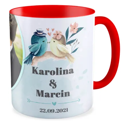 FOTO Kubek czerwony 330ml ŚLUBNY